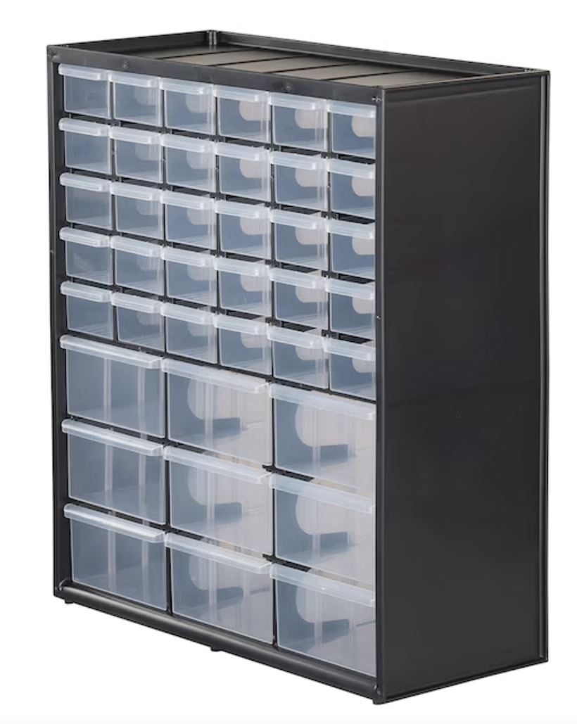 Bin System 39-Compartment Assorted Sizes Plastic Small Parts Organizer