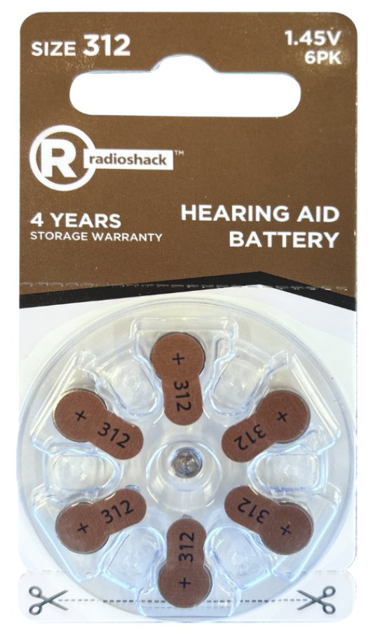 RadioShack Hearing Aid Battery Size 312, 6 Pack, 2302522