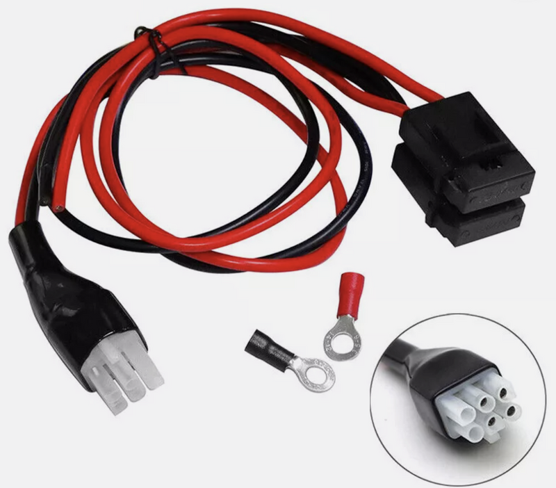 Dual Fused 6-pin DC Power Cord Cable w/Ring Terminals