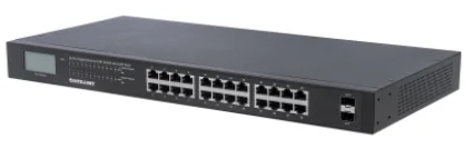 Intellinet® 24-Port Gigabit PoE+ Switch w/ 2 SFP & LCD Screen
