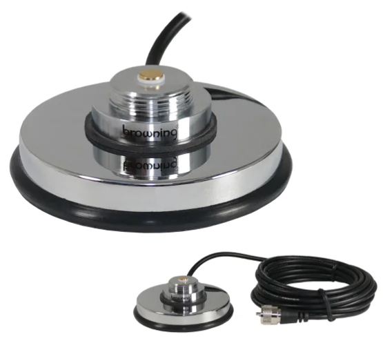 Browning® 3-5/8" Chrome NMO Magnet Mount w/ Rubber Boot & PL-259