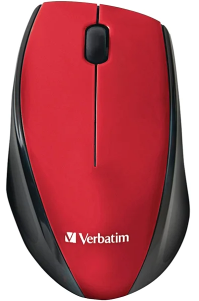Verbatim® Cordless Blue-LED Mouse – 2.4GHz Wireless, 3-Button, Multi-Trac, Red