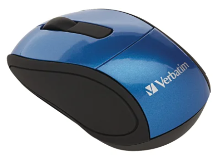 Verbatim® Mini Travel Cordless Optical Mouse – 2.4GHz Wireless, 3-Button, Blue