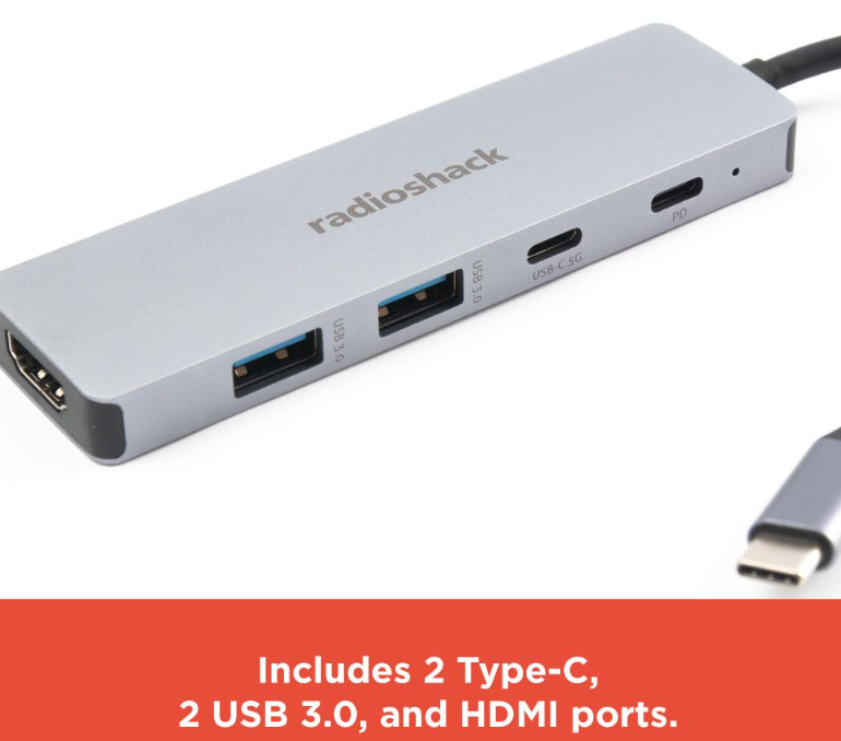 RadioShack 5 Port 2 Type C 2 USB HDMI Type C Adapter 2605172
