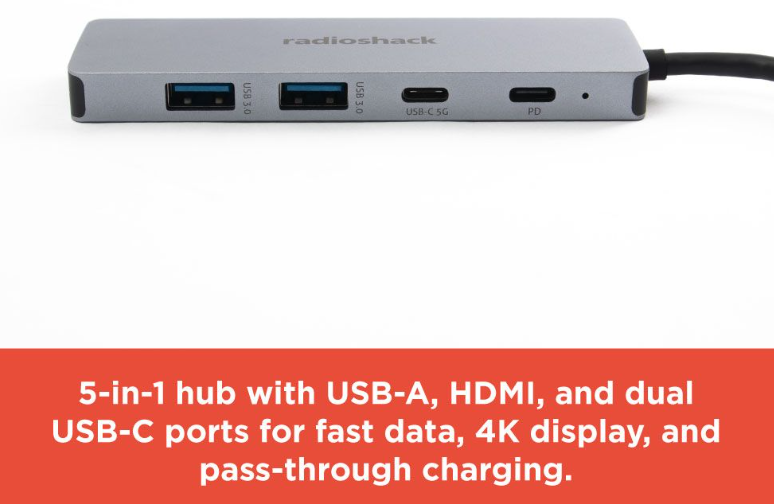 RadioShack 5 Port 2 Type C 2 USB HDMI Type C Adapter 2605172