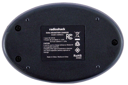 RadioShack Dual USB Battery Charger 2309331 9V