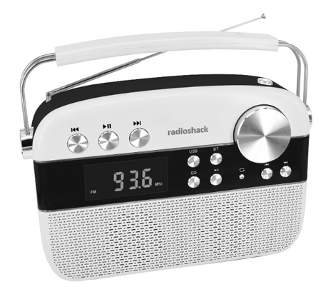 RadioShack AM/FM 2-Band Vintage Radio with Bluetooth Function and USB/TF ports White 1202267