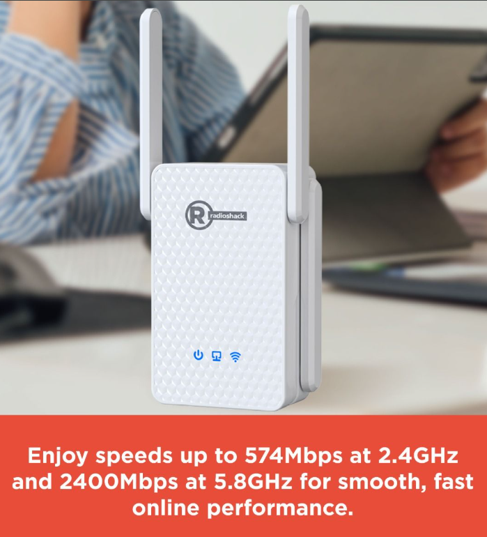 RadioShack WiFi Repeater 3000Mbps Dual Band 4-Antenna