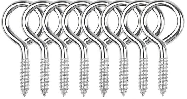 Steel Screw Eye Hooks, 200LB, 2-1/2 Inches