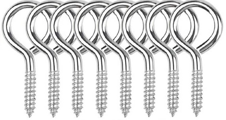 Steel Screw Eye Hooks, 200LB, 2-1/2 Inches