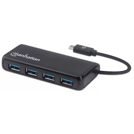 Manhattan® 4-Port USB 3.2 Gen 1 Hub with USB-C®-Male to 4 USB-A Females