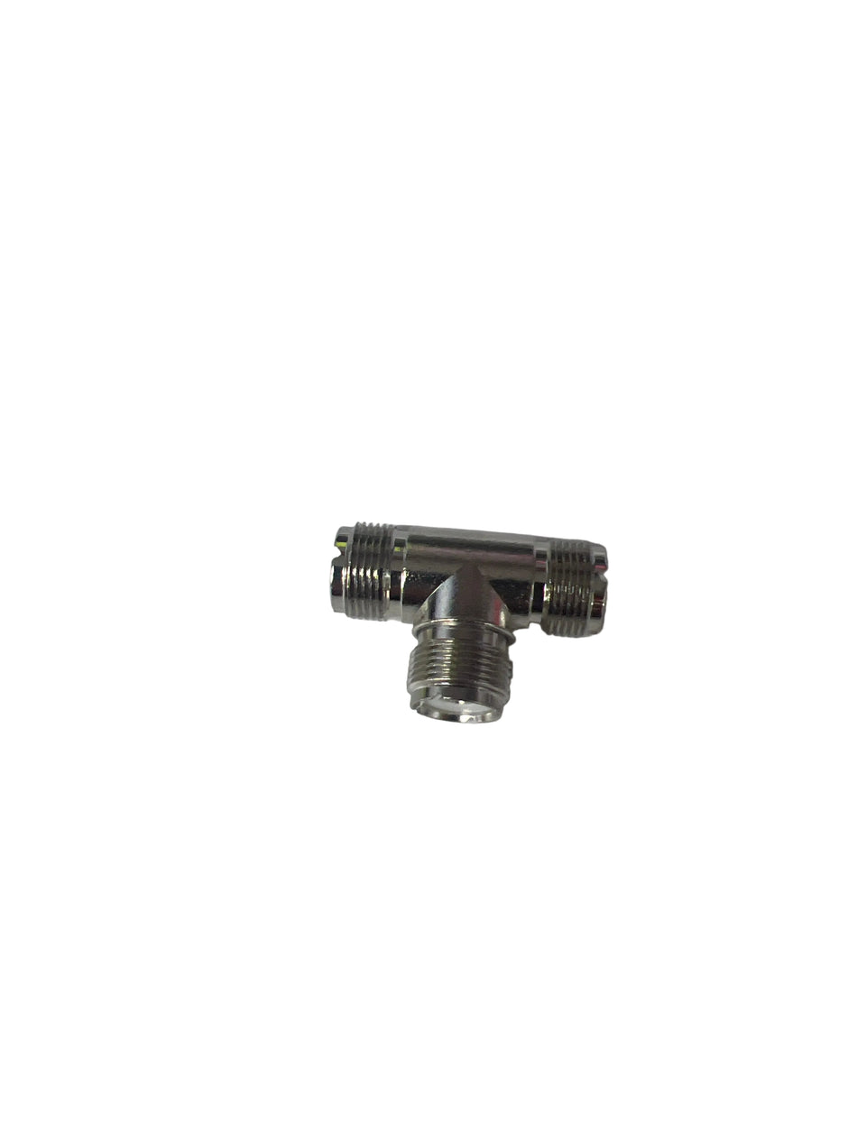 T-Connector with SO-239 Female Connectors on All Three Sides