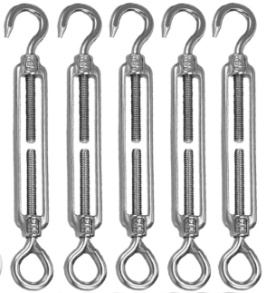 Heavy Duty Turnbuckle Tensioners (Hook & Eye) – Steel Cable Tightener for Wire Rope, Fence & Shade Sails
