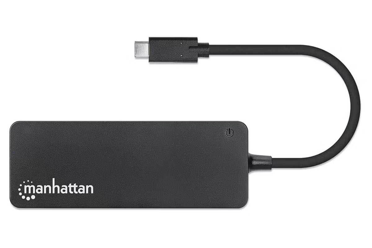 Manhattan® 4-Port USB 3.2 Gen 1 Hub with USB-C®-Male to 4 USB-A Females