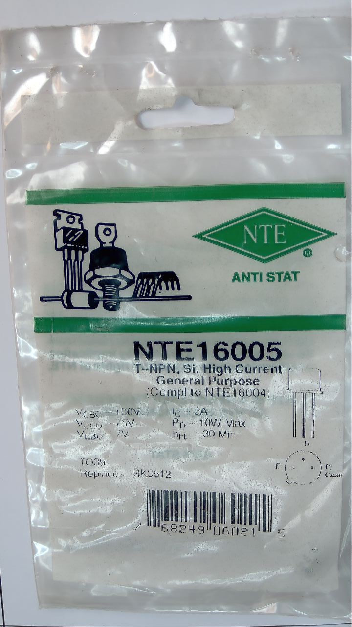 NTE16005 T-NPN, Si, High General Purpose