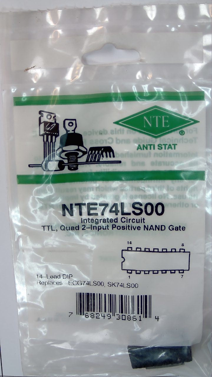 NTE74LS00 IC TTL, Quad 2-Input Postive NAND Gate