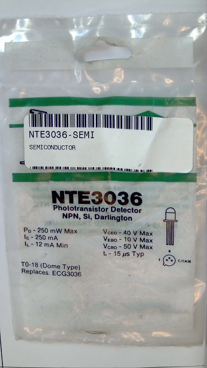 NTE3036 Phototransistor Detector NPN, Si, Darlington