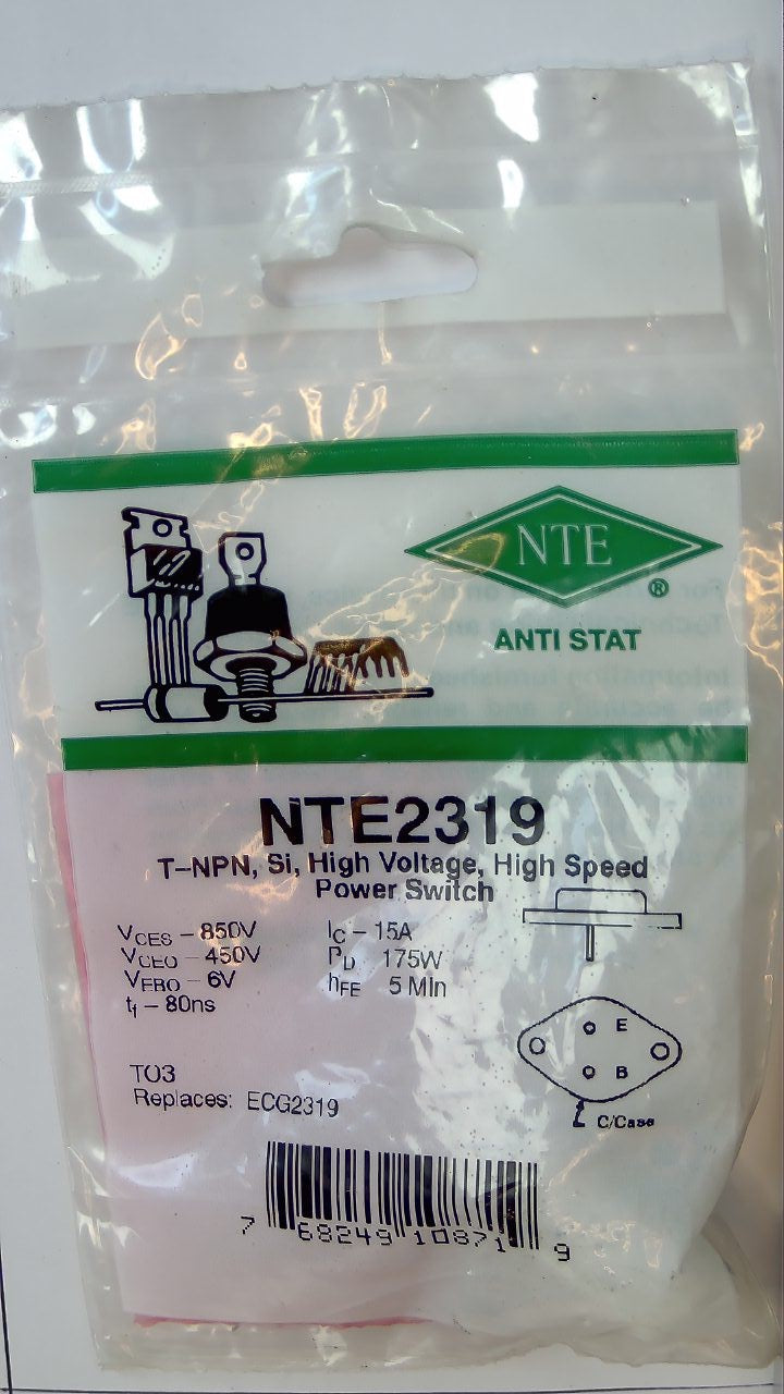 NTE2319 High Speed Voltage, High Speed Power Switch, T-NPN, Si