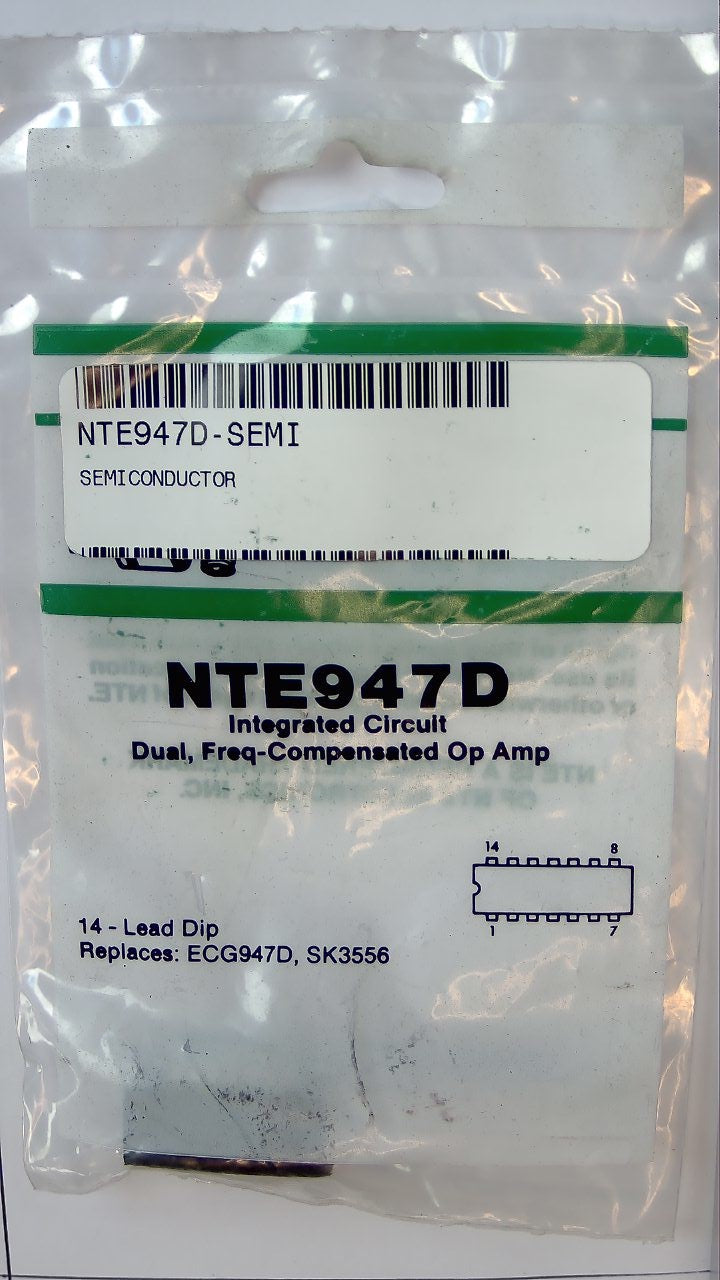 NTE947D IC, Dual, Freq-Compensated Op Amp