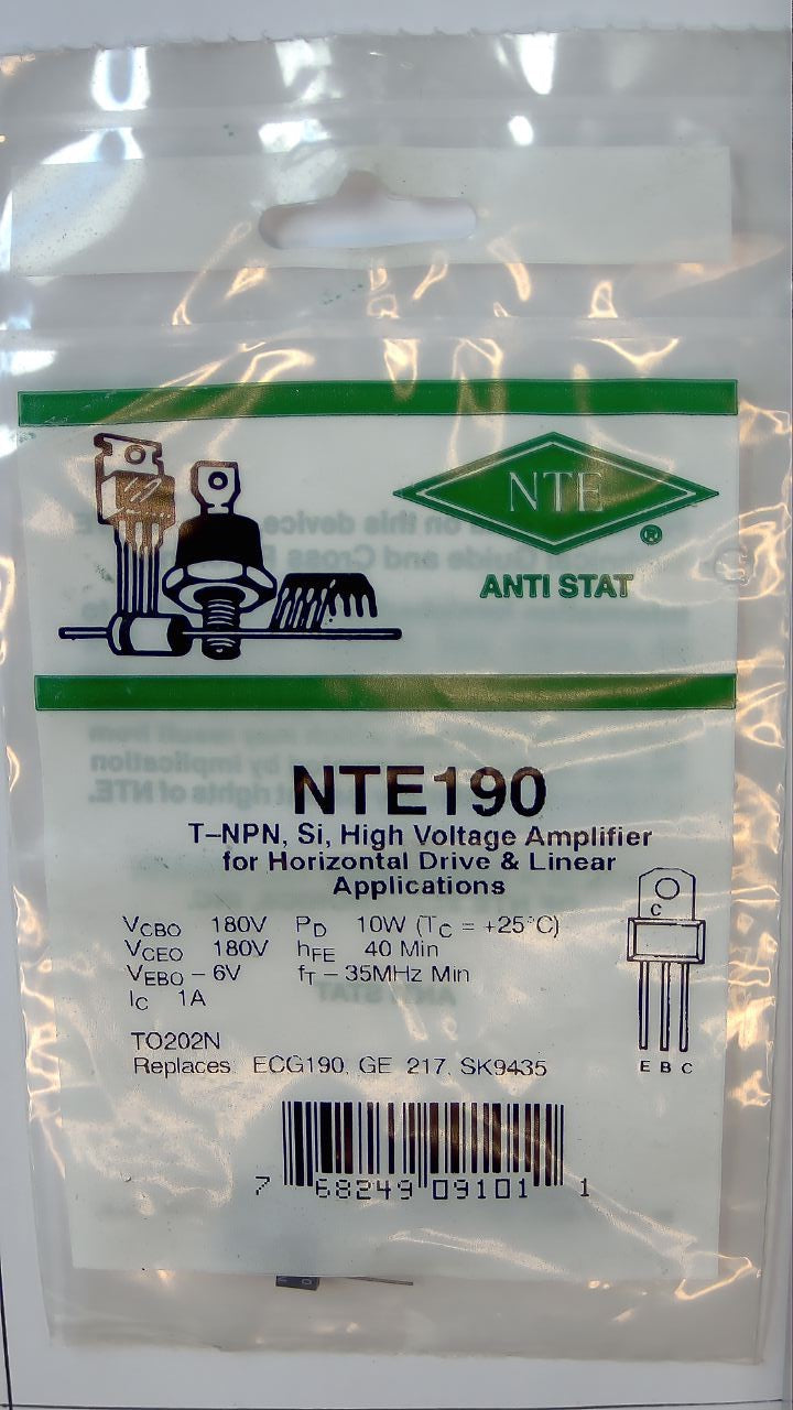 NTE190 High Voltage Amplifier, T-NPN, Si