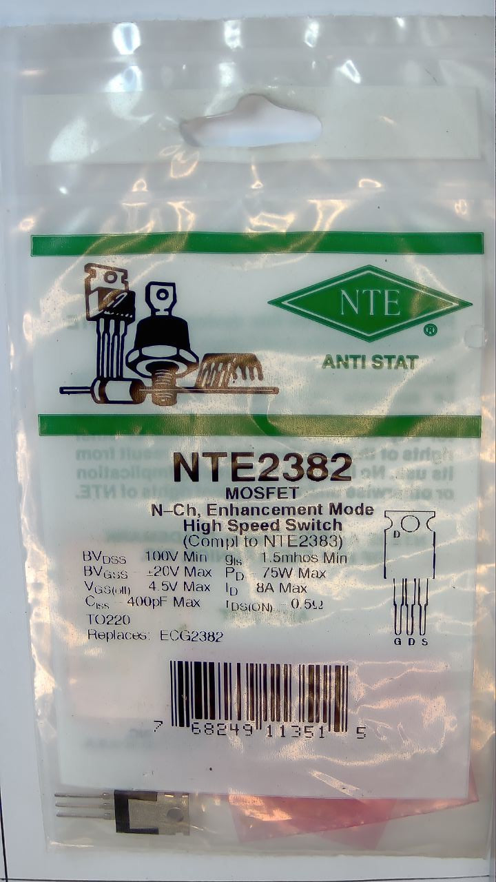 NTE2382 MOSFET High Speed Switch w/ Enhancement Mode, N-Ch