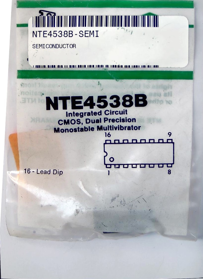 NTE4538B Integrated Circuit CMOS, Dual Precision Monostable Multivibrator