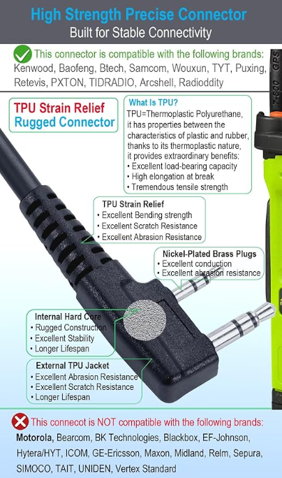 Commountain Heavy Speaker Mic Compatible for Baofeng, Kenwood, Pxton, Retevis, Anytone, TYT, Puxing, Wouxun and Samcom Radios BF-F8HP UV-82HP UV-5R UV82 UV82C UV5R5 UV5RA UV5RE UV5X3 and Kenwood BTECH Retevis Samcom Radios, Walkie Talkie Microphone