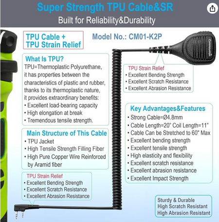 Commountain Heavy Speaker Mic Compatible for Baofeng, Kenwood, Pxton, Retevis, Anytone, TYT, Puxing, Wouxun and Samcom Radios BF-F8HP UV-82HP UV-5R UV82 UV82C UV5R5 UV5RA UV5RE UV5X3 and Kenwood BTECH Retevis Samcom Radios, Walkie Talkie Microphone