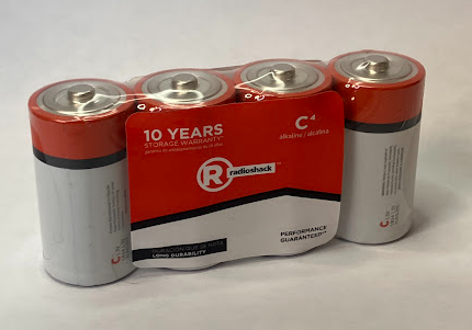 RadioShack C Alkaline Batteries 4-Pack 10 Year Storage | TekShack