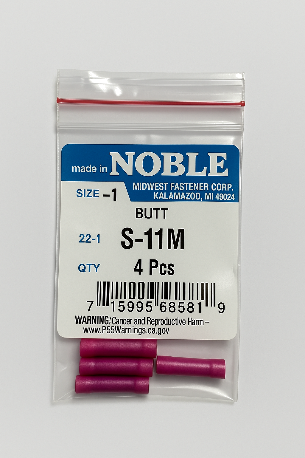 Noble part# S-11M, plastic coated 8 ga.butt splice comes in a pack of 4