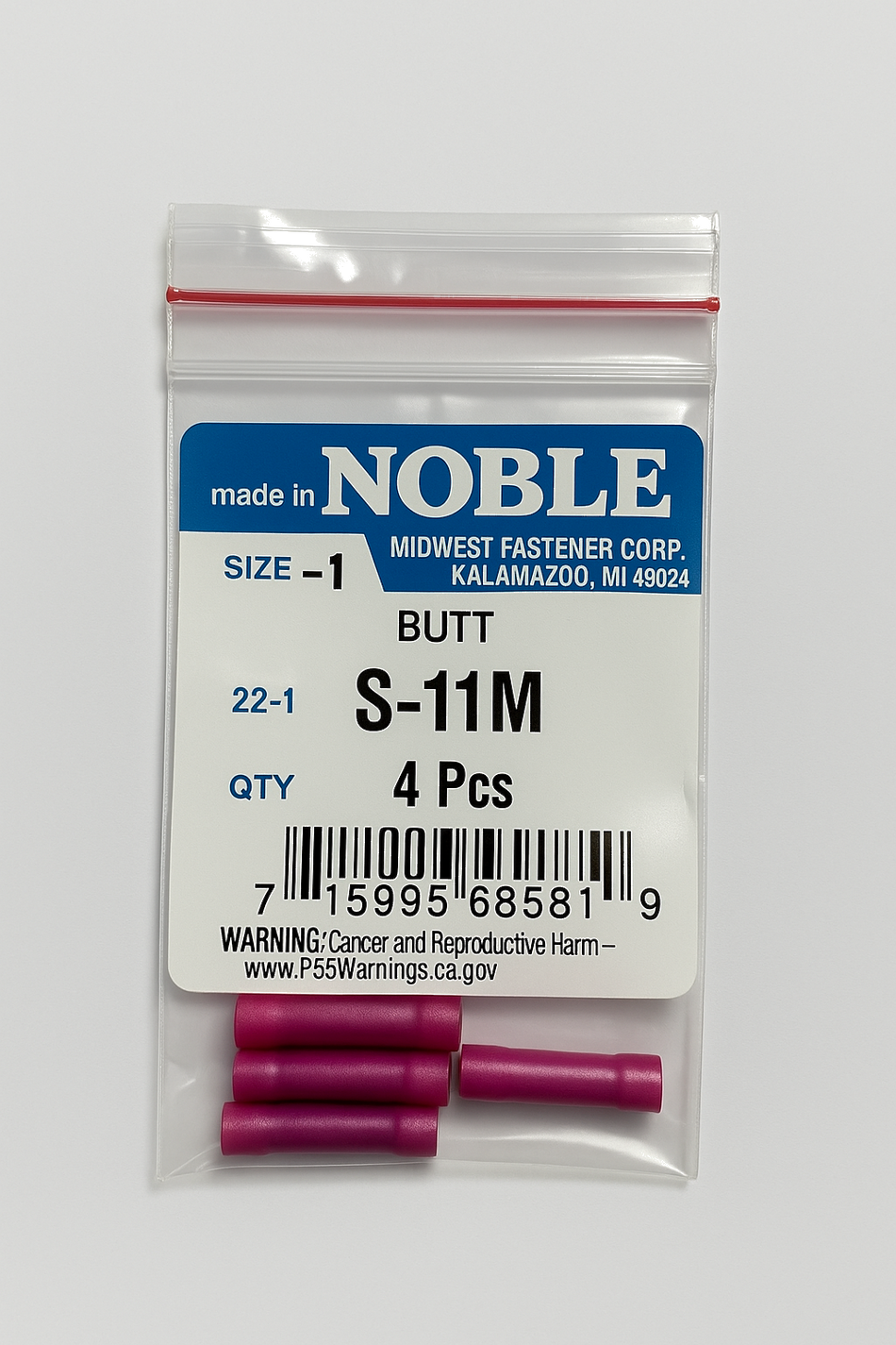 Noble part# S-11M, plastic coated 8 ga.butt splice comes in a pack of 4