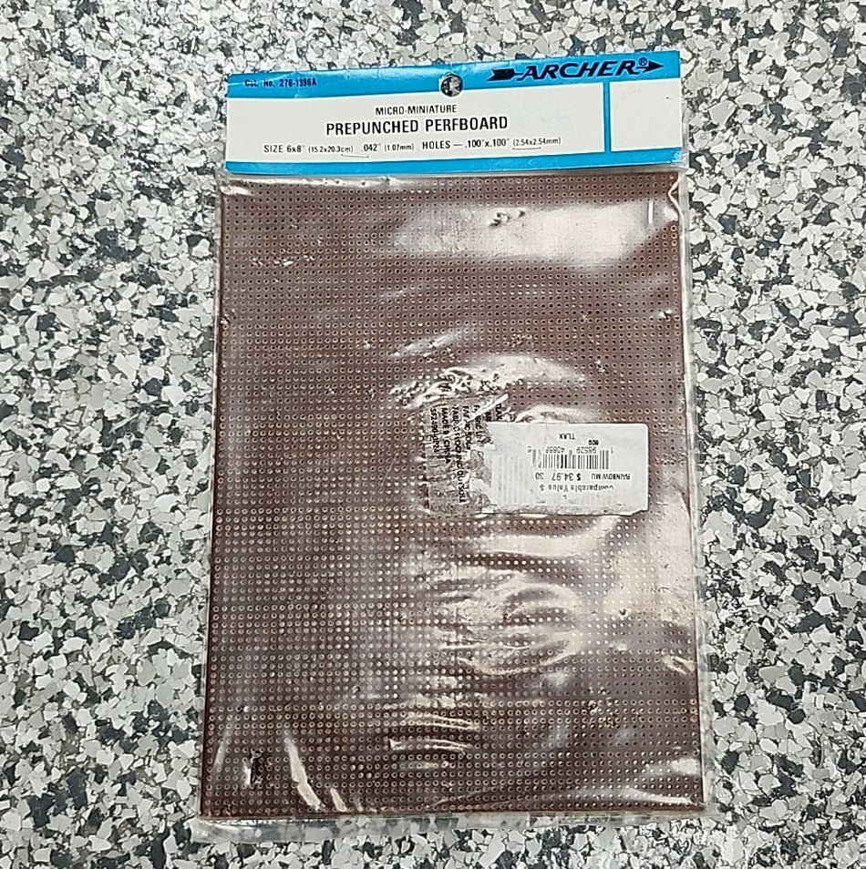 Radio Shack 276-1396A 6"x8" Microminiature Perfboard