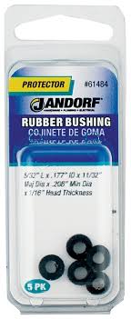 Jandorf Conduit Bushing, 0.177 in Dia Cable, Rubber, Black, 1/16 in Thick Panel 5pk #61484