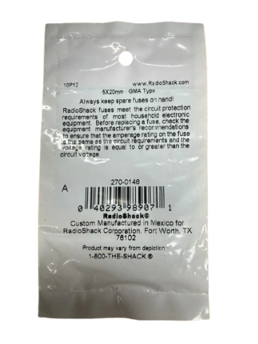 RadioShack 7A 125V 5x20mm Fast Acting Glass Fuse 270-0146