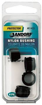 Jandorf Conduit Bushing, Nylon, Black, 3/8 in Dia Panel Hole, 0.45 in Thick Panel 4pk #61433