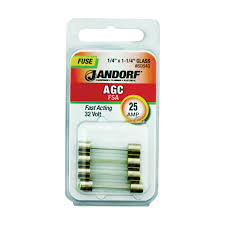 Jandorf Fast Acting Fuse, 25 A, 32 V, 1 kA Interrupt, Glass Body #C60640