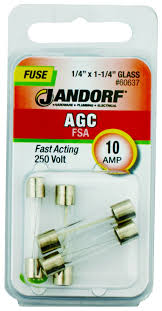 Jandorf Fuse Agc 10a Fast Acting 1/4" x 1-1/4" Glass #60637