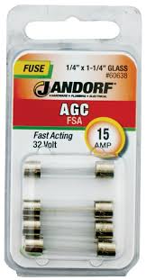 Jandorf Fuse Agc 15a Fast Acting 1/4" x 1-1/4" Glass #60638
