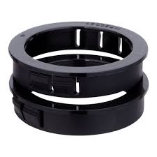  Black nylon snap bushing, Jandorf part# 61436, designed for converting rough holes into smooth openings, used to protect and insulate cables and utility lines. 2" dia. sold in a pack of 2.