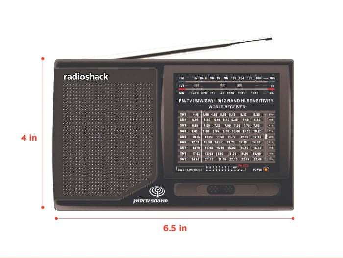 RadioShack World Receiver Portable Radio – AM/FM/SW/TV Bands