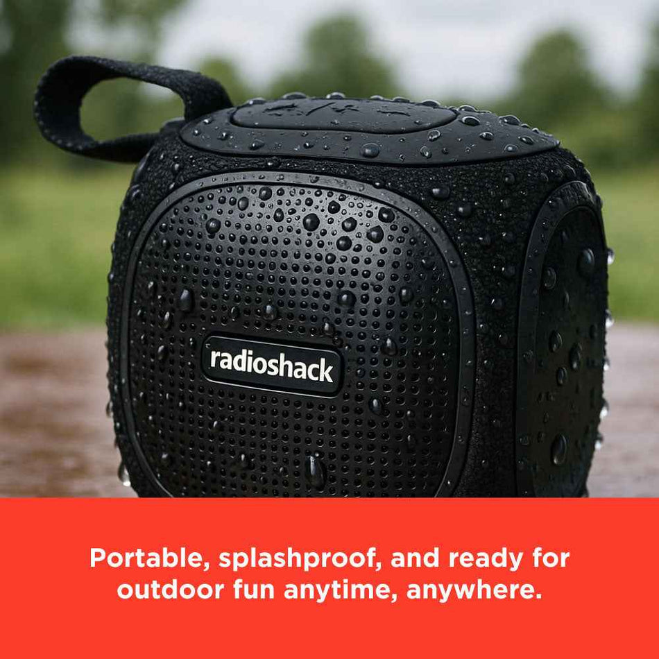 RadioShack Bluetooth Mini Speaker 10W, FM Radio, USB/AUX, IPX5 Water Resistant, RGB Lights,