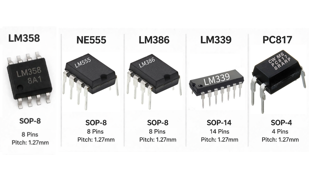SMD IC LM358, NE555, LM386, LM339, PC817 (10Pcs.)