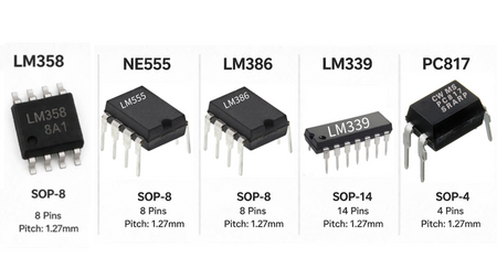 SMD IC LM358, NE555, LM386, LM339, PC817 (10Pcs.)