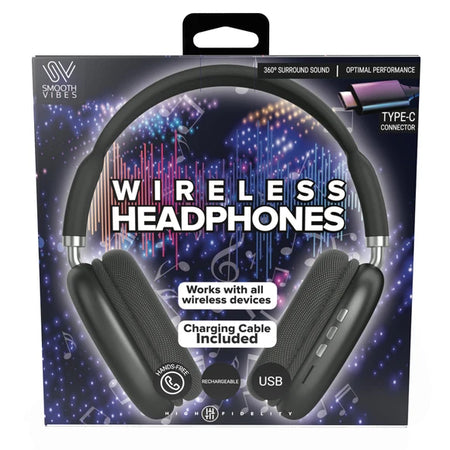 Smooth Vibes TYPE-C Wireless Lightweight Headphones BLACK