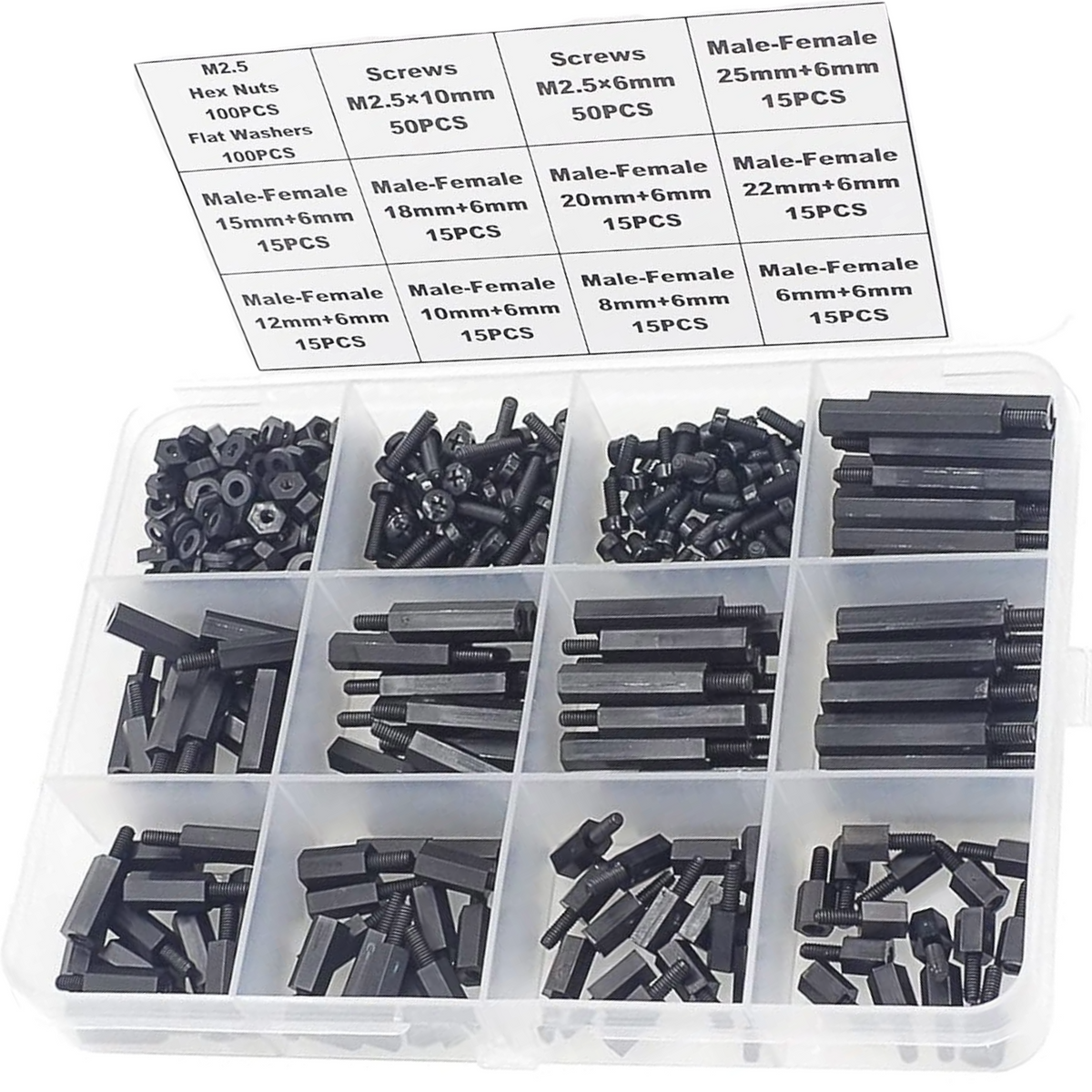 M2.5 Nylon Hex Standoffs Spacers Screws Nuts Flat washer