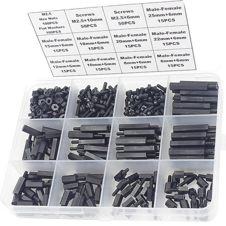M2.5 Nylon Hex Standoffs Spacers Screws Nuts Flat washer