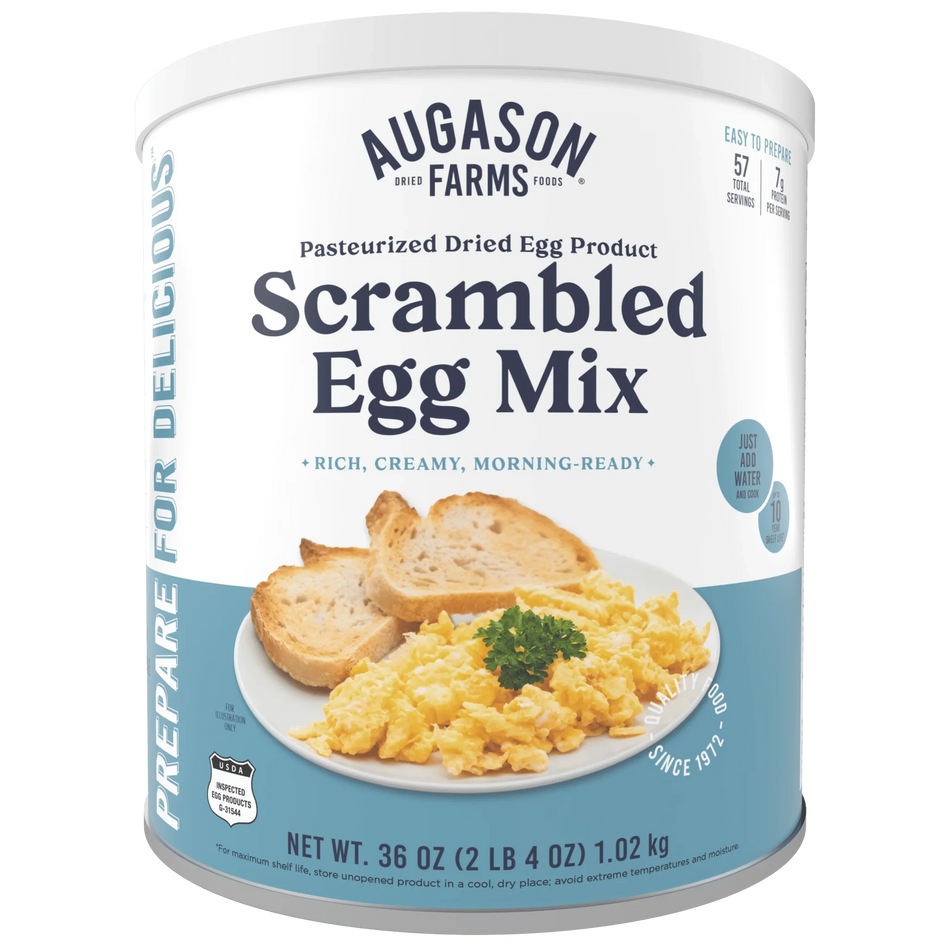Augason Farms Pasteurized Scrambled Egg Mix Can | 57 Servings | Long-Term Emergency Food Supply