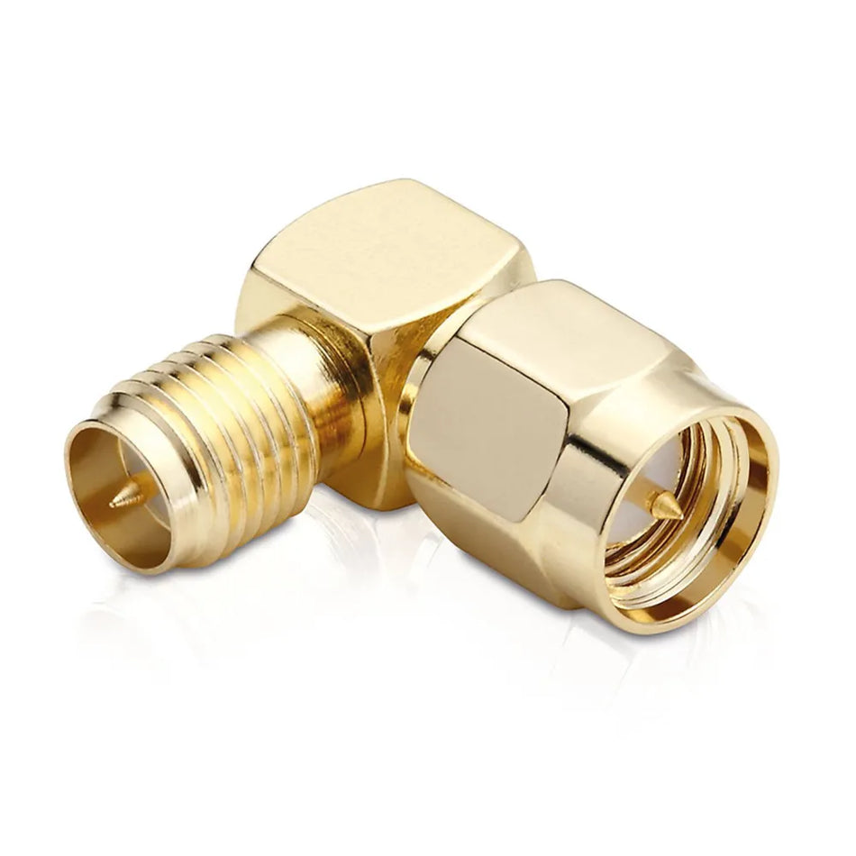 90-Degree SMA Male to RP-SMA Female Right-Angle Adapter