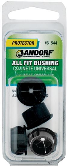 Jandorf Conduit Bushing, 7/16 in Dia Cable, Nylon, Black, 5/8 in Dia Panel Hole