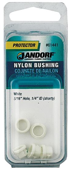 Jandorf Conduit Bushing, Nylon, White, 1/4 in Dia Panel Hole, 0.237 in Thick Panel 5pk #61441